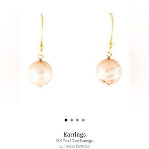 18K yellow gold drop earrings featuring near-round fancy cultured pearls